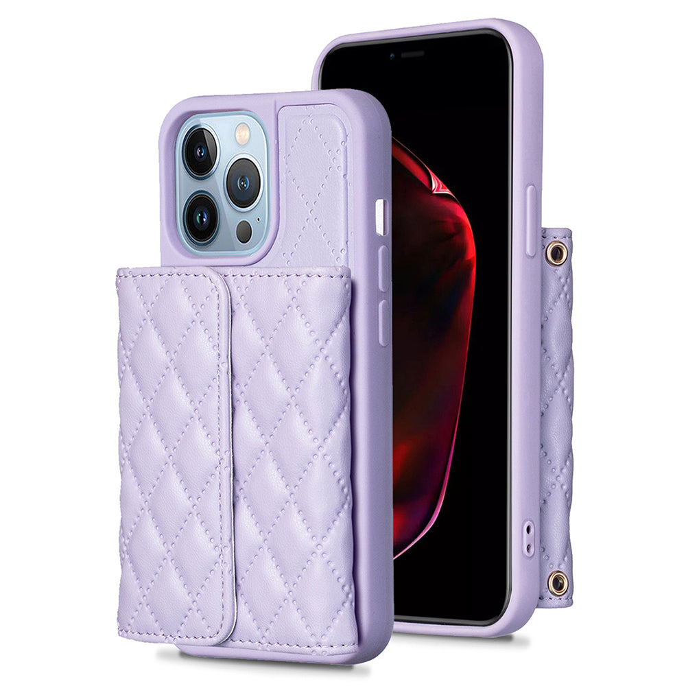 BF23-Style For iPhone 13 Pro Card Holder Phone Case Kickstand PU Leather+TPU Phone Cover BF23-Style For iPhone 13 Pro Card Holder Phone Case Kickstand PU Leather+TPU Phone Cover